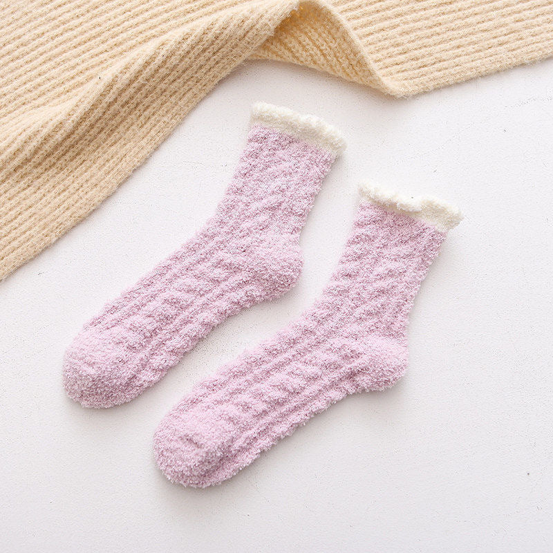 Autumn And Winter Plus Velvet Thick Towel Floor Socks