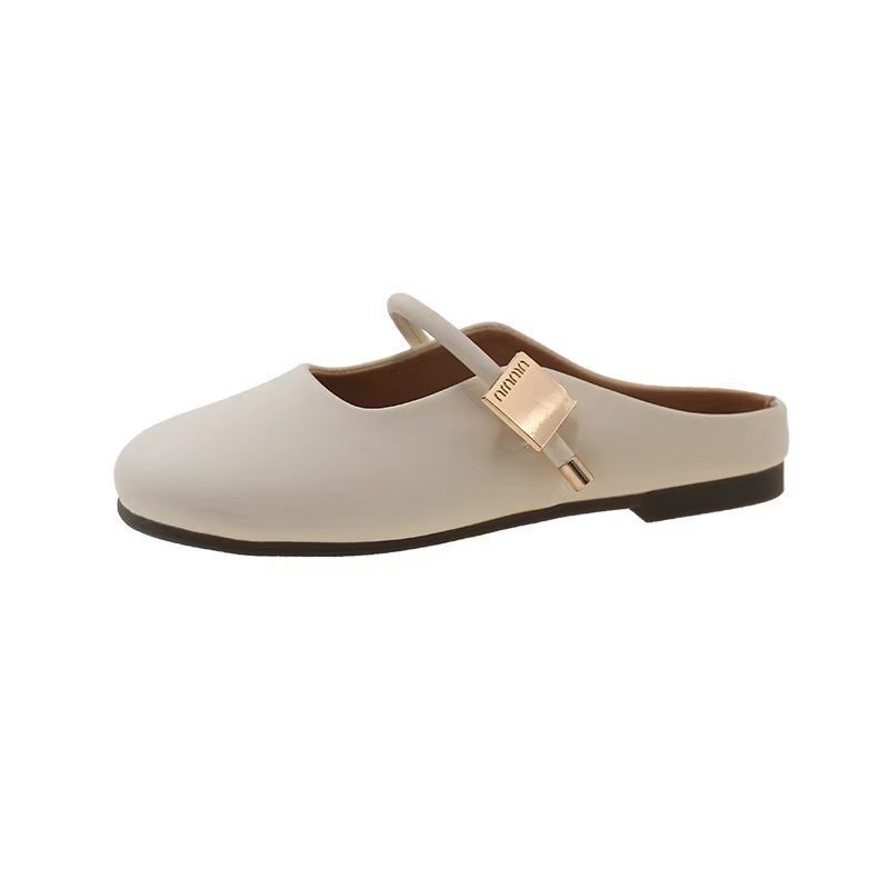 Temperament Wild Square Buckle Toe Cap Semi Slipper Soft Bottom Internet-famous Outdoors Slip-on