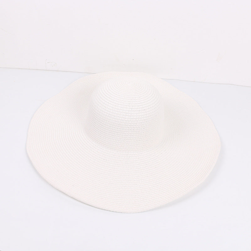 Women's Outdoor Large Brim Solid Color Straw Hat