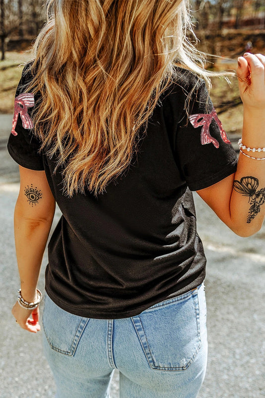 Sortfarvet Julemands-Sløjfe T-shirt
