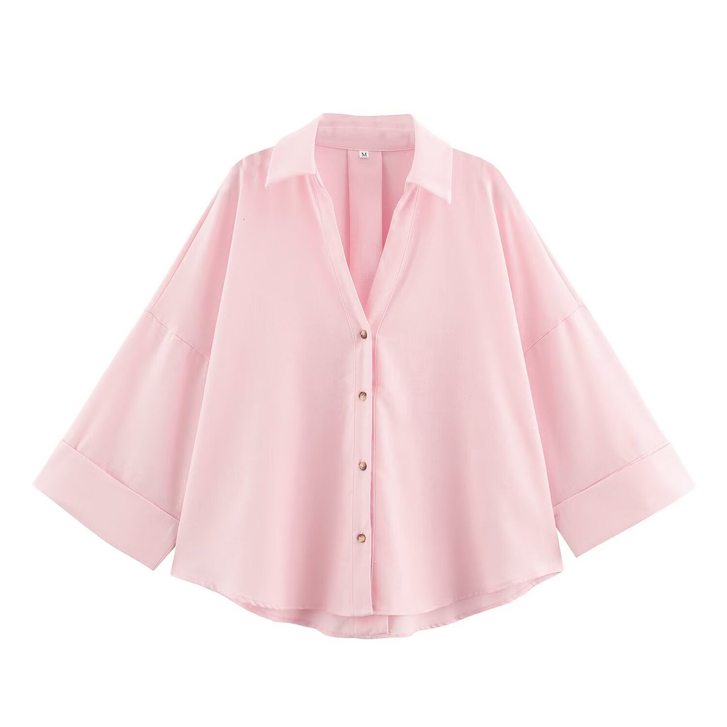 Women's Fashionable Slim-Fit Linen Multi-Color Striped Long-Sleeve Shirt