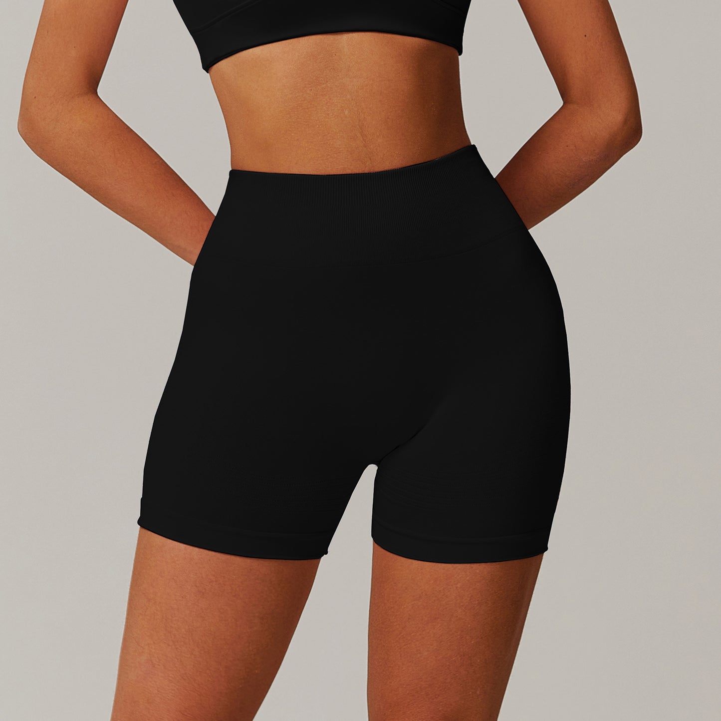 Sømløse Tætsiddende High Waist Yoga Shorts Løbeshorts til Fitness