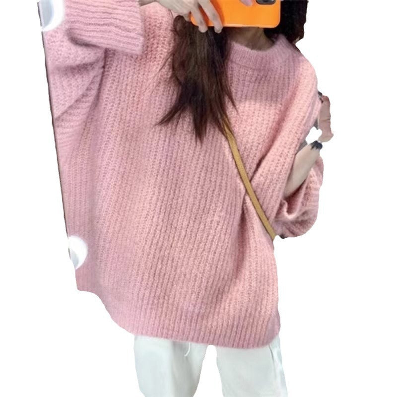 Top Loose And Lazy Style Soft Glutinous Sweet Knitted Sweater