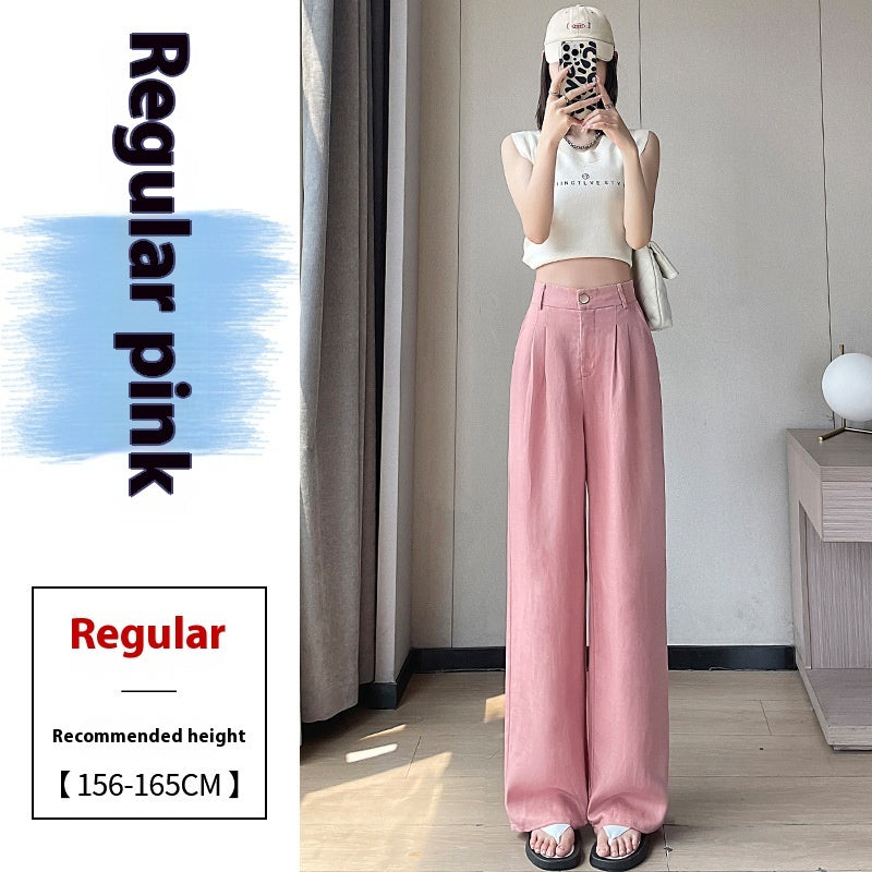 Linen Wide-leg Pants Ice Silk High Waist Straight Casual Pants