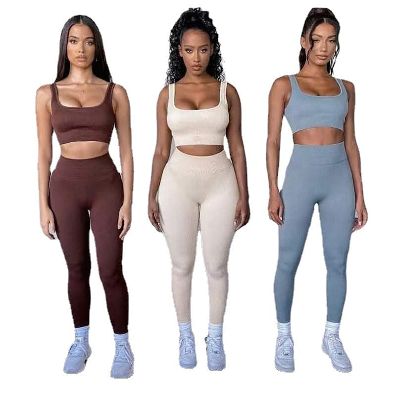 Stretchy Form-fitting Workout Tank Top And Shorts Set For Fitness