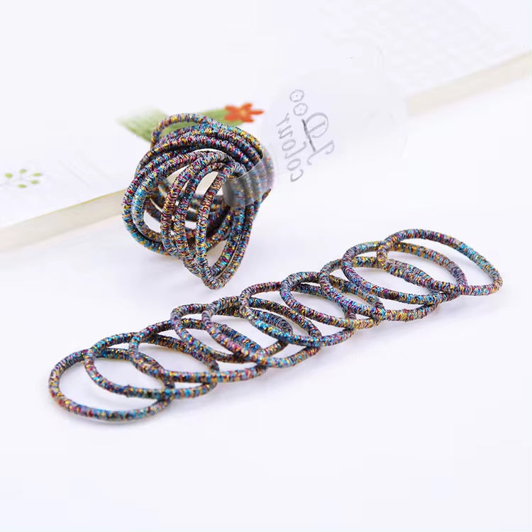 10-pack High Elastic Shiny Children's Thumb Rubber Band Gold Leaf Hair Band Accessories