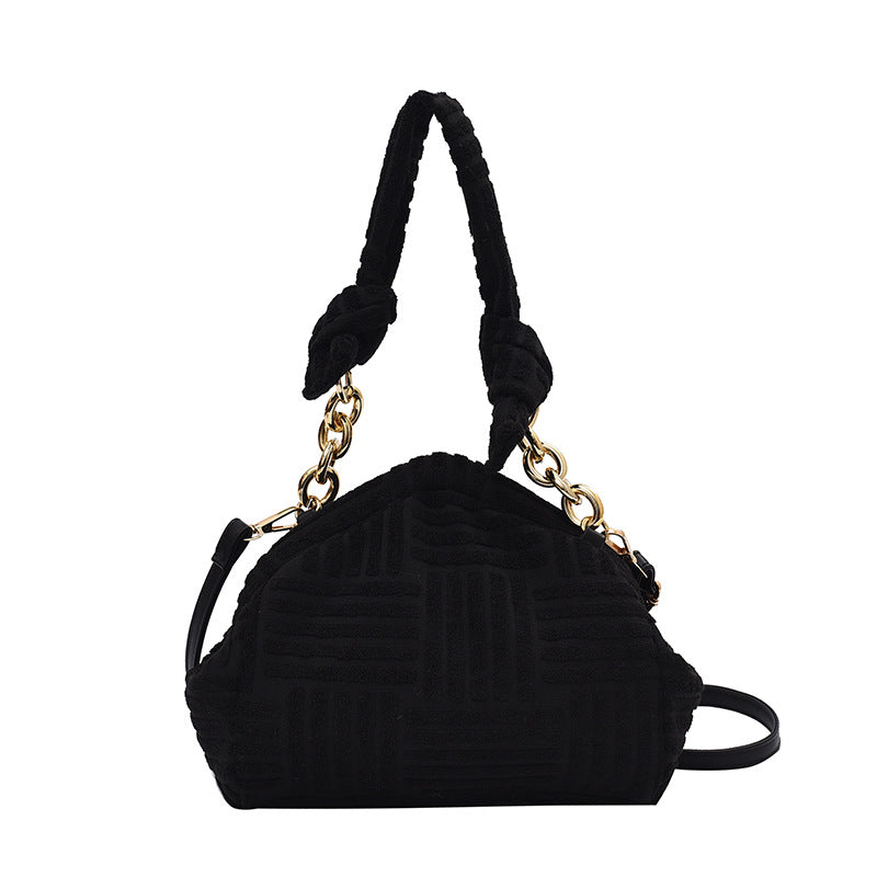 Luxury Towel Pattern Women New Fashion Plush Triangle Clip Handbag