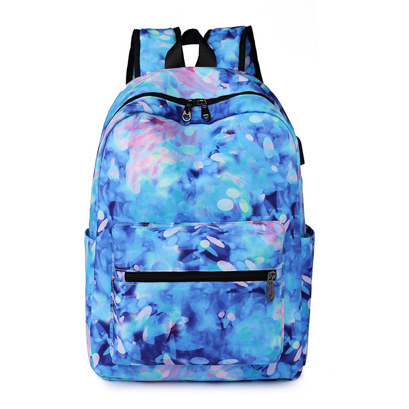 Casual Backpack Fashionable Printed USB Charging