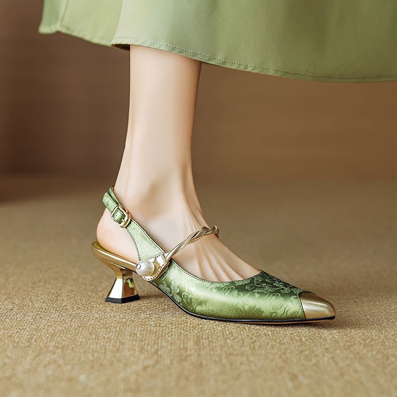 Ankle-strap Stilettos Sandals Pointed Toe Mid Heel Women's Summer