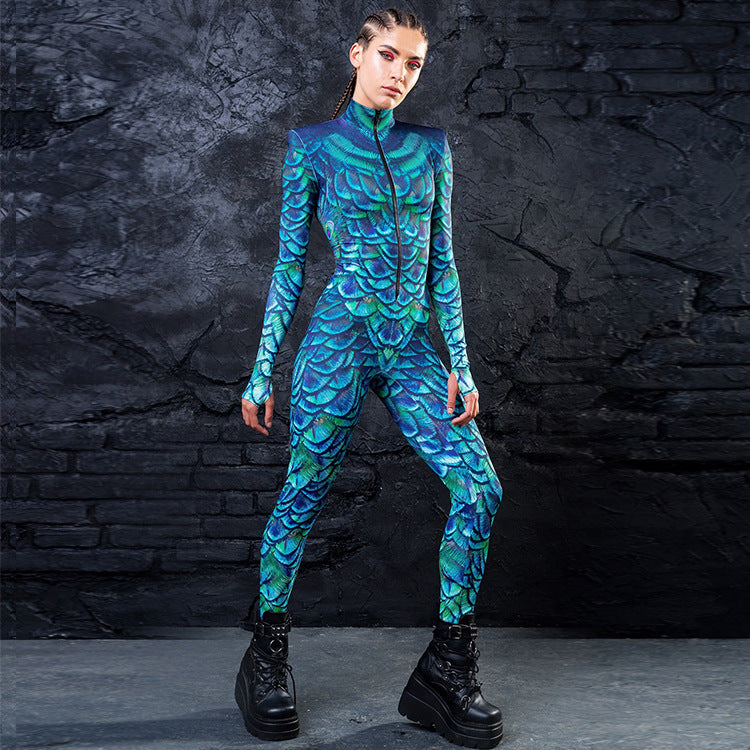 Slim Shoulder Pads Long Sleeve Cosplay Costume Jumpsuit