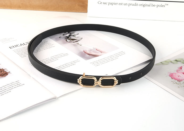 Retro Pin Buckle Snap Button Thin Belt Fashion