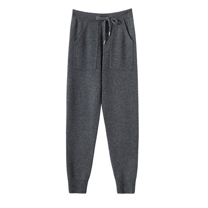 Autumn And Winter New Knit Pants For Women, Draped Casual High-waisted Trendy Slimming Floor-length