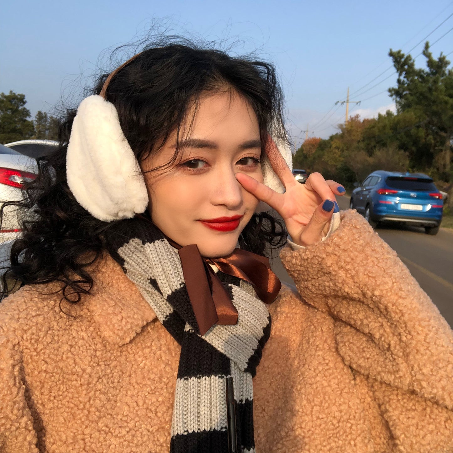 Korean Version Plush Lace Up Ear Warm Soft Girl Cute Girl Earmuffs