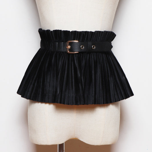 Ultra-wide Skirt Belt With Elastic Waistband Covering Belly