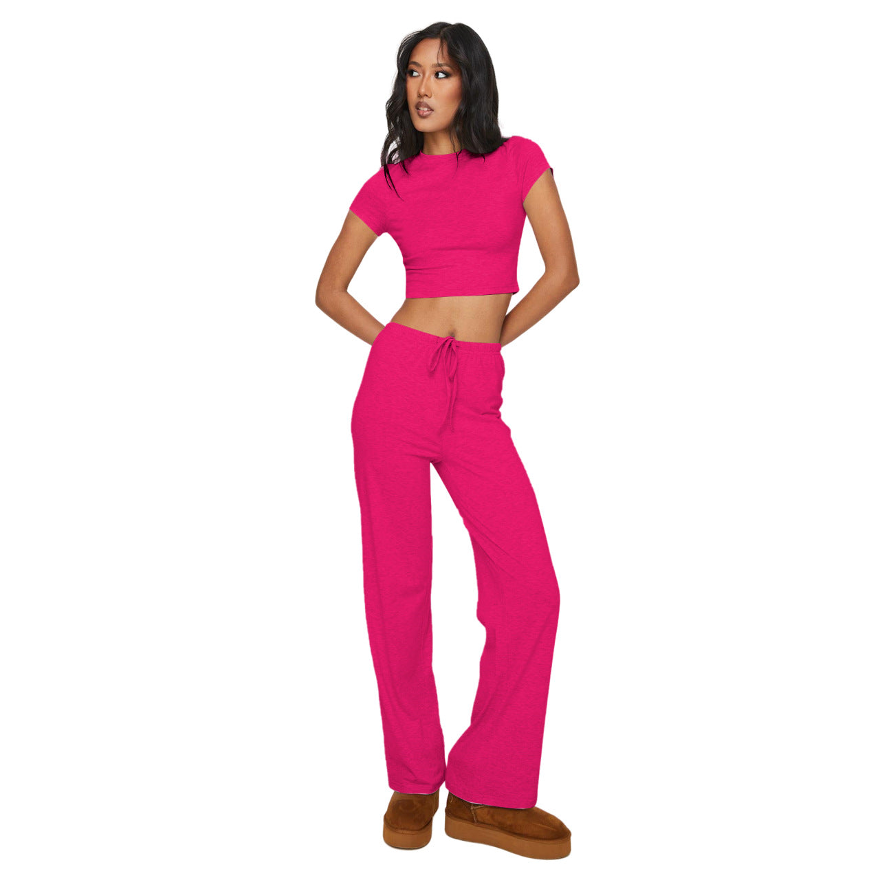 Stylish Casual Two-piece Set In Brushed Milk Silk