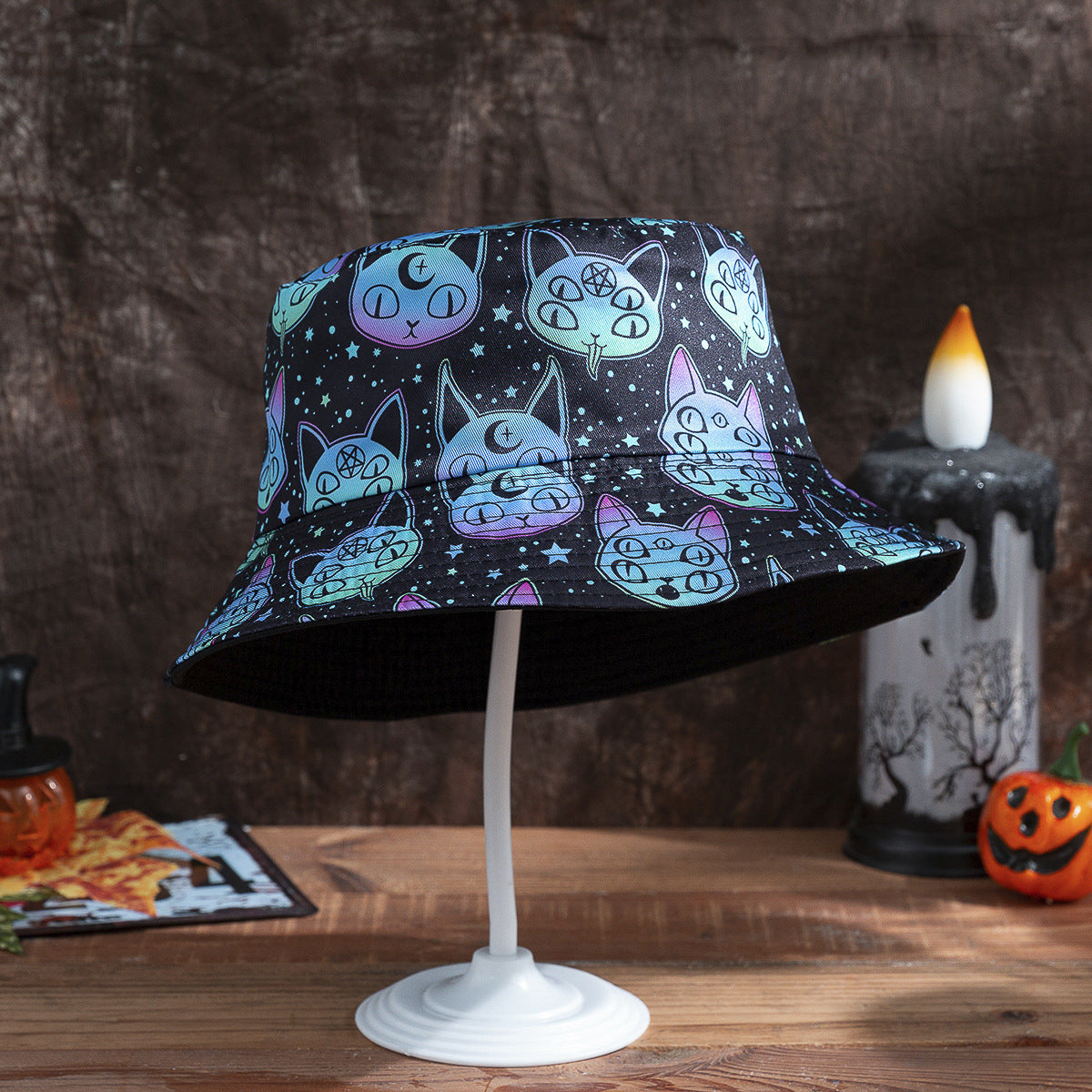 Halloween Funny Bat Pumpkin Ghost Reversible Fisherman Hat