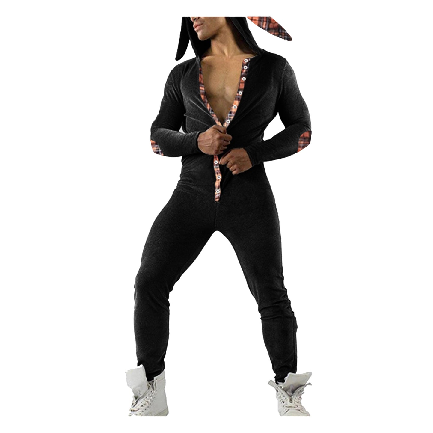 Men's Casual Solid Color Hooded Fashion Slim Bodysuit