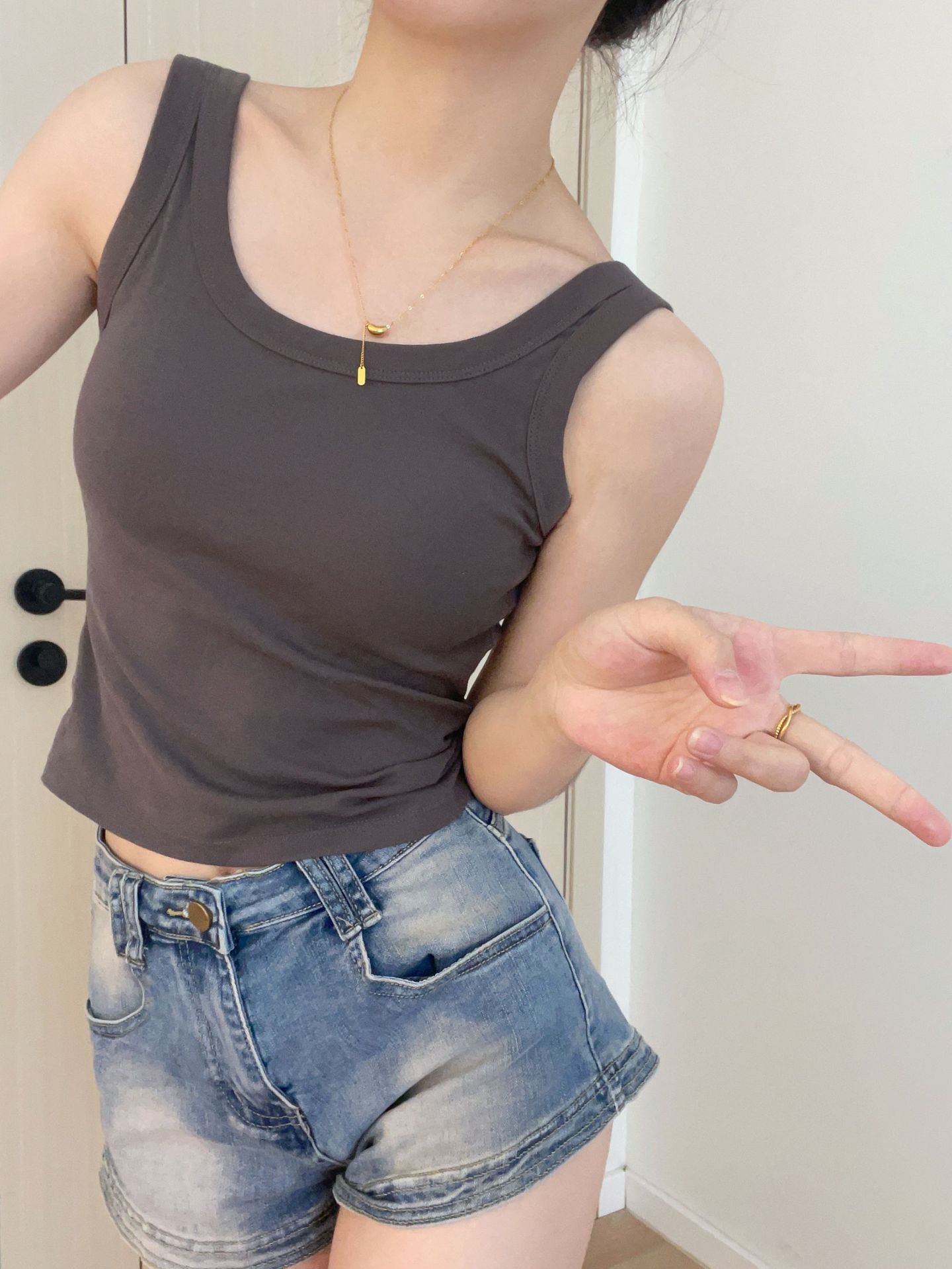 Cotton Vest Summer With Chest Pad Fixed Cup Versatile Inner Match