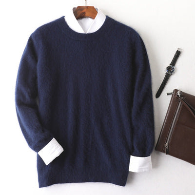 Autumn And Winter New Cashmere Men's Round Neck Loose Thick Mink Sweater