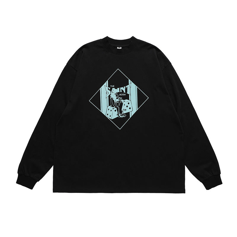 American High Street Hip Hop Printed Long Sleeve T-Shirt Men