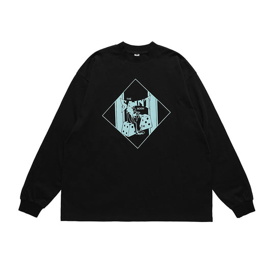 Amerikansk High Street Hip Hop Langærmet T-shirt med Print til Mænd