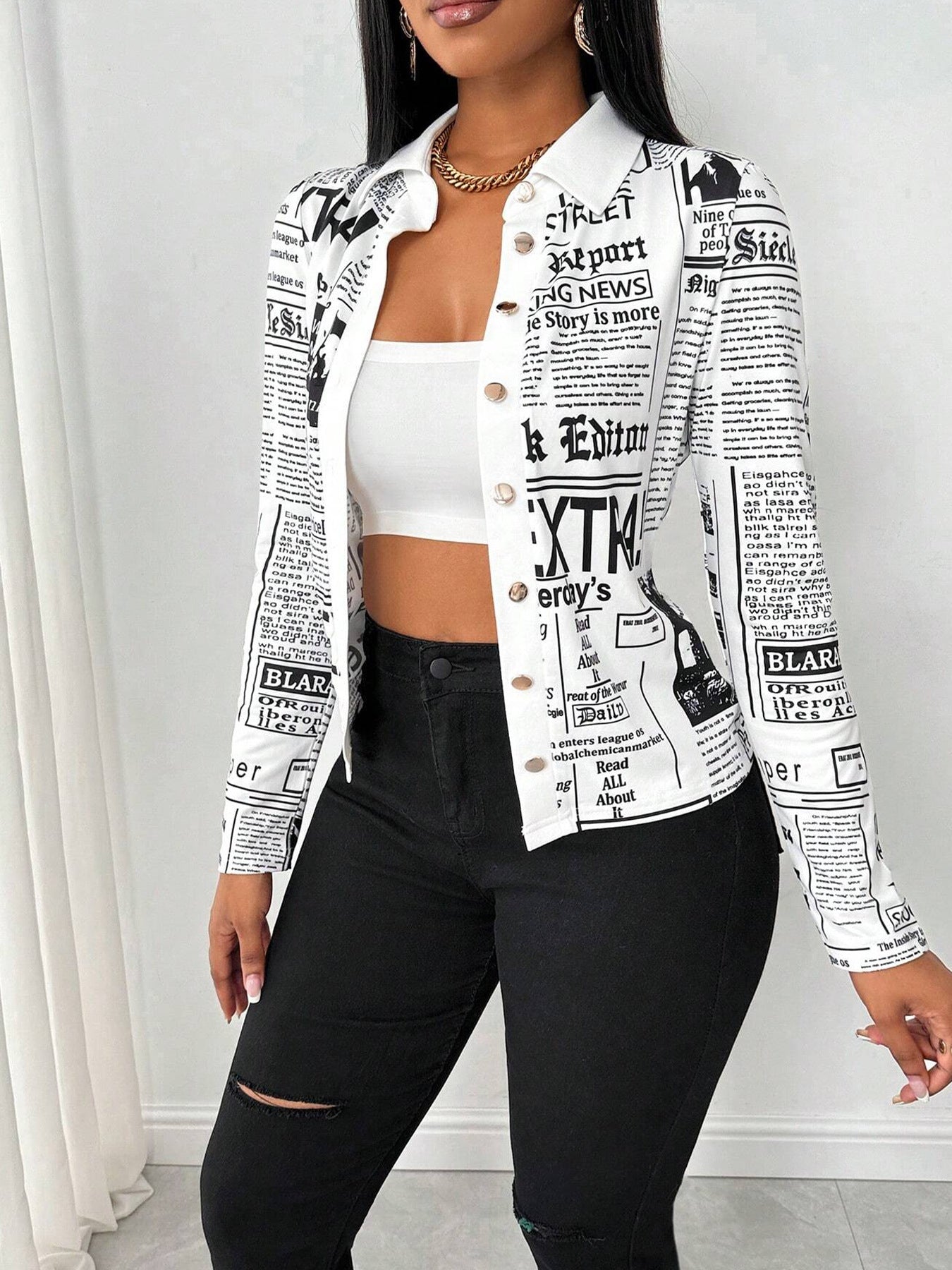 New Women's Casual Shirt With Lettered Slogan