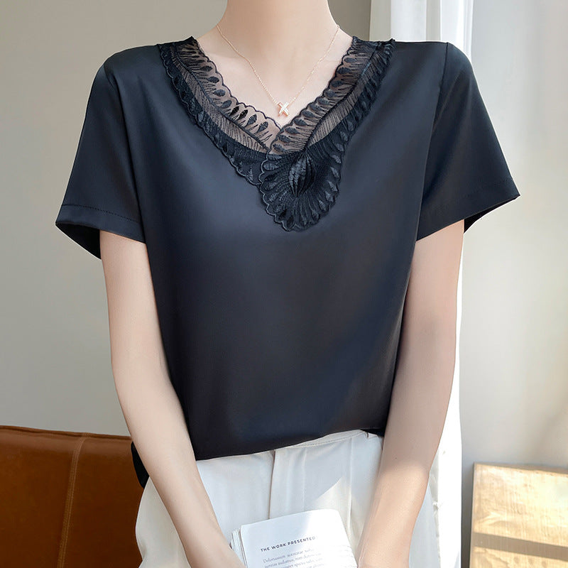 V-neck Loose-fit Short-length Short-sleeve T-shirt