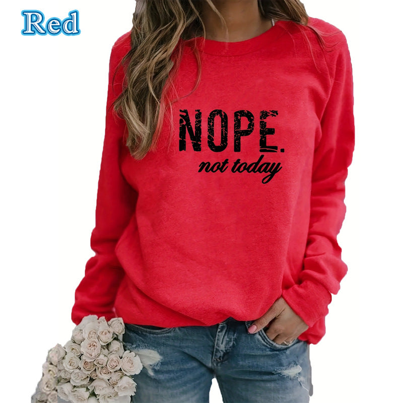 European And American Letter Printing Capless Round Neck Sweaters Women's Clothing
