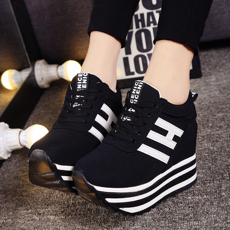 Women's Casual Shoes With Increased Height In Frosted Suede