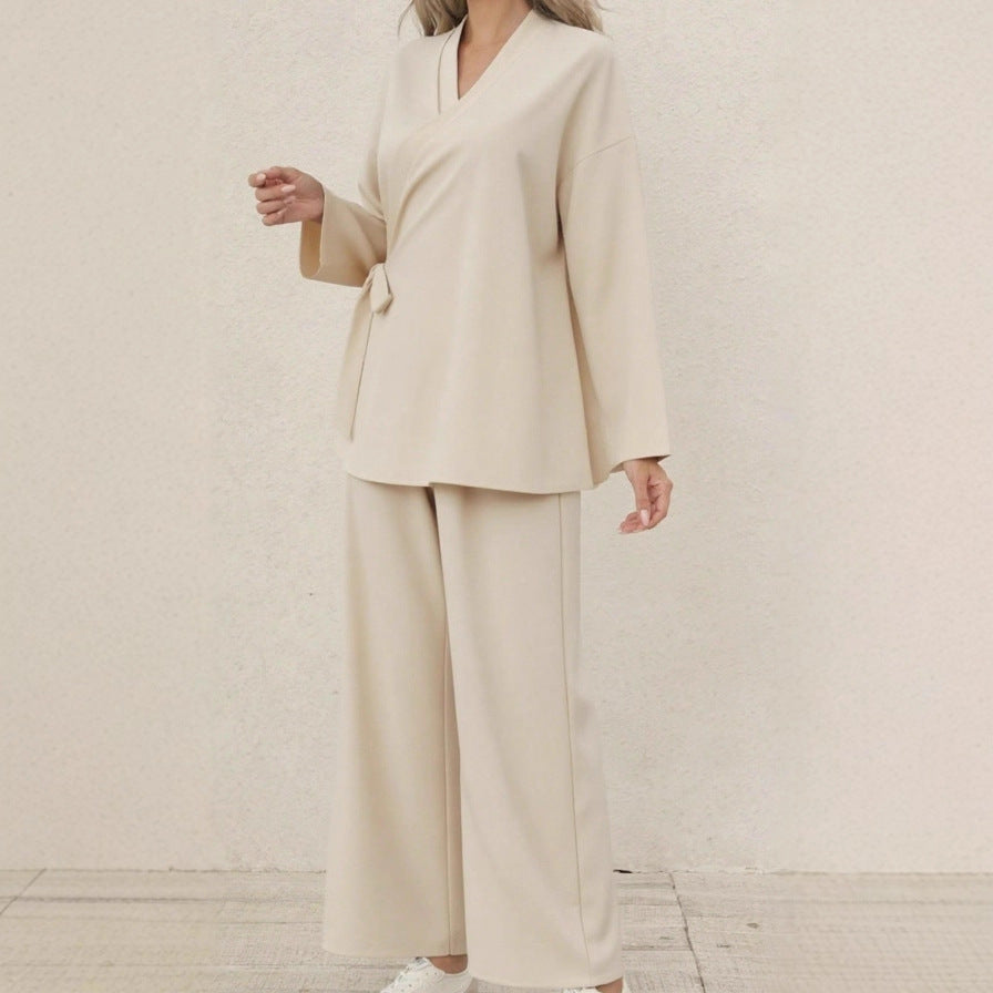 Women's Loose-fitting Top And Wide-leg Pants Two-piece Set