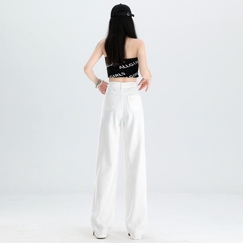 New Slimming High Waist Denim Pants All-matching Slim Fit Straight