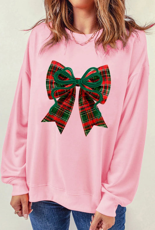 Ternet sløjfe jule-vibe-print sweatshirt