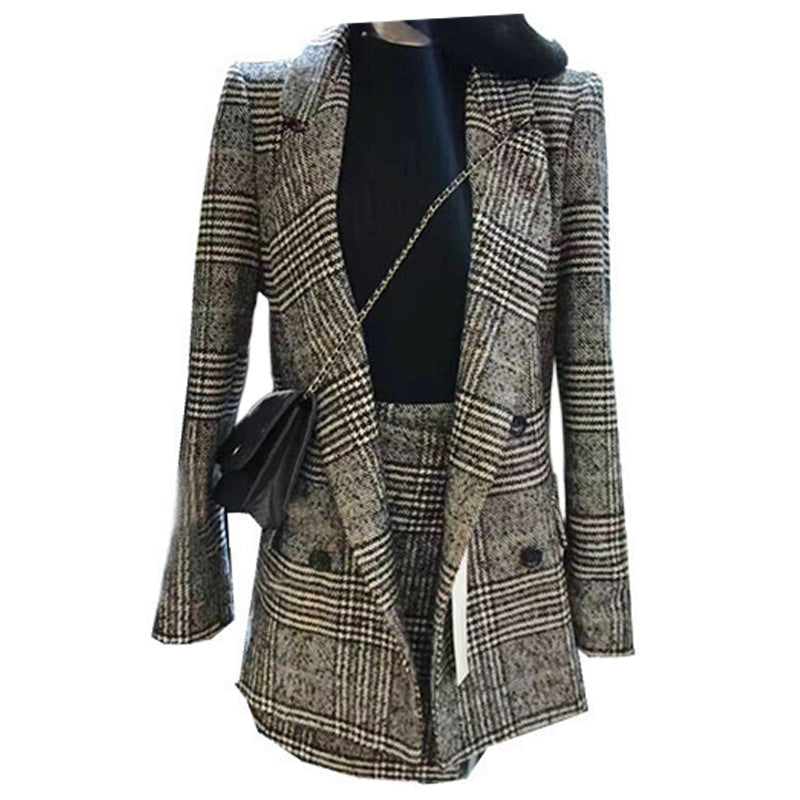 Fashion Slim Suit Jacket Slim Temperament Short Skirt Small Fragrance Suit
