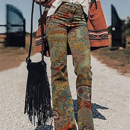 Women's Pants 3D Printed Wide-leg Pants Loose Casual