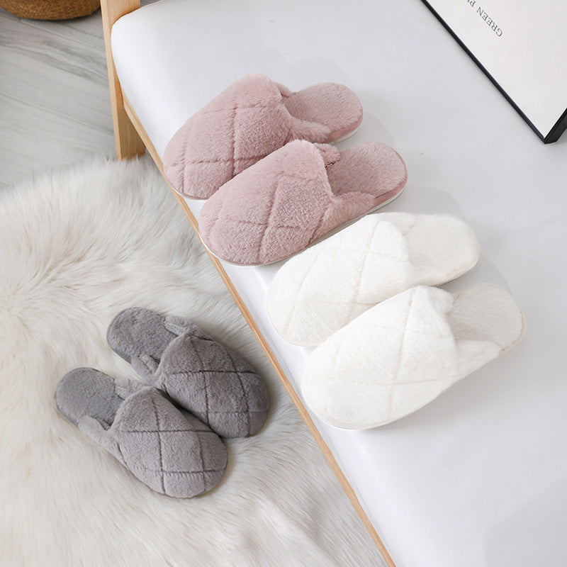 Furry Slippers Indoor Household Soft Bottom To Keep Warm