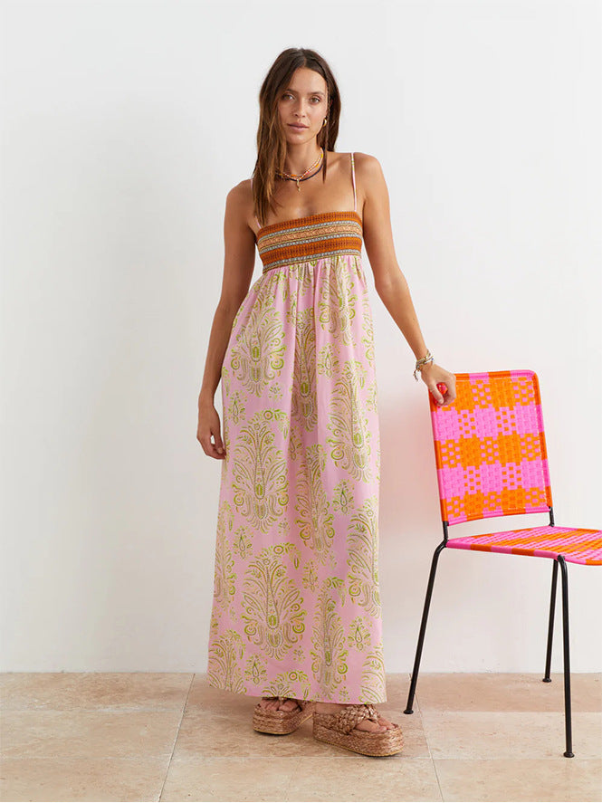 Women's Graffiti Cotton And Linen Printed Large Swing Dress