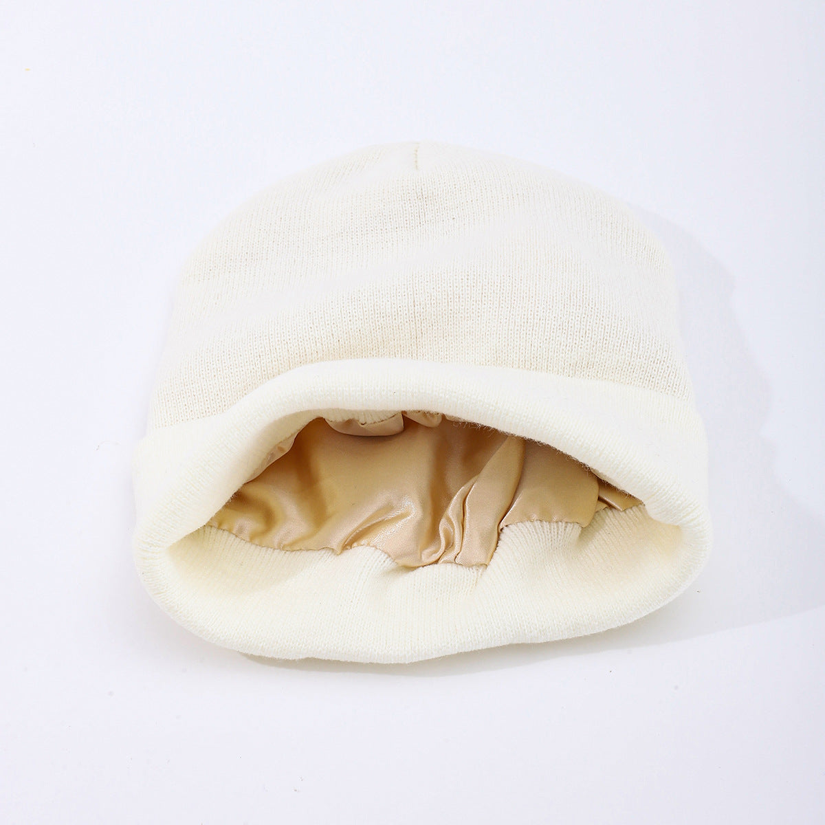 Womens Hair-protecting Warming Knitted Satin Beanie