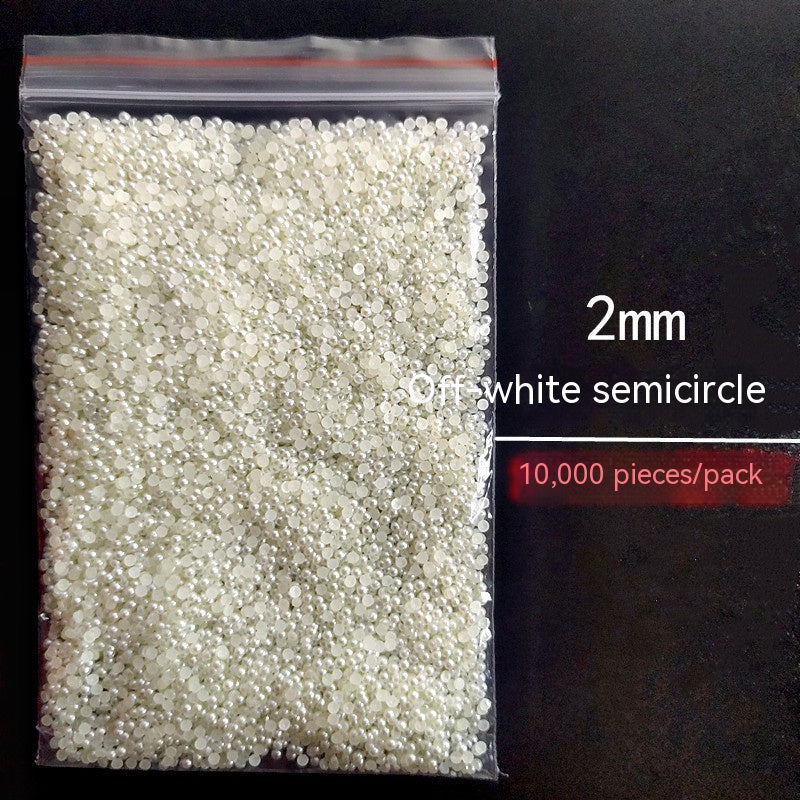 Manicure Flat Semicircle Pure White Rice White Pearl