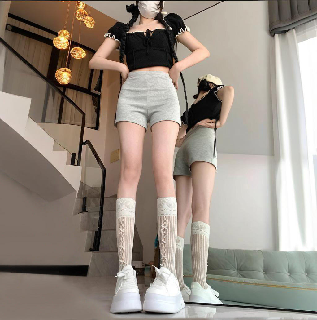 Casual shorts med høj talje til kvinder i store størrelser