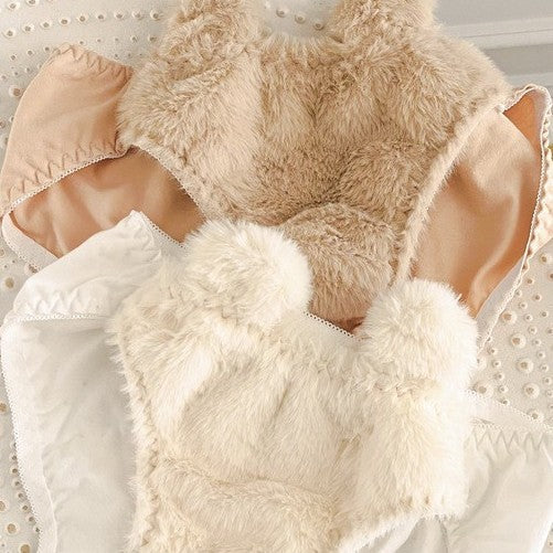 Lady Cartoon Plush Bear Bra Set