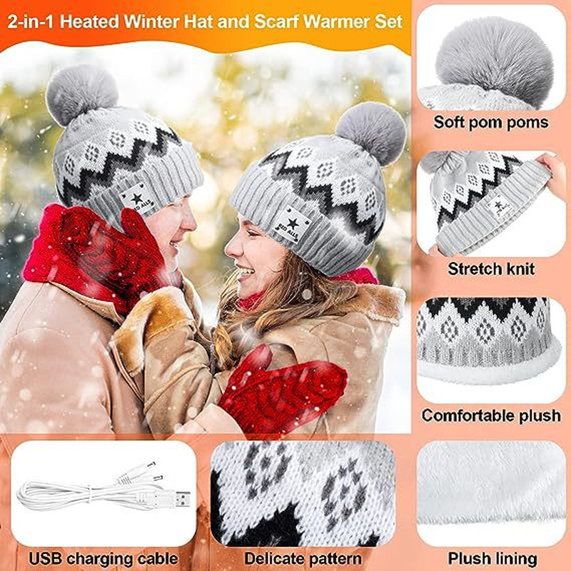 USB Electric Heating Keep Warm and Emit Heat Knitted Hat Scarf Gloves
