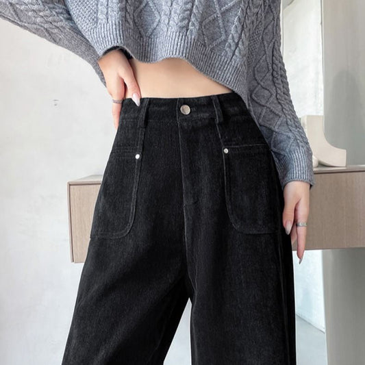 Chenille Woolen Wide-leg Pants Women's Thickened Straight Suit Pants Corduroy