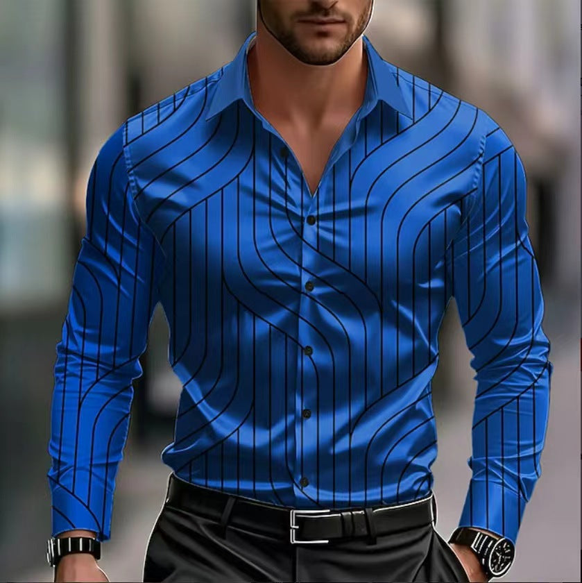 Men's Long-sleeve Casual Breathable Shirt With A Turn-down Collar