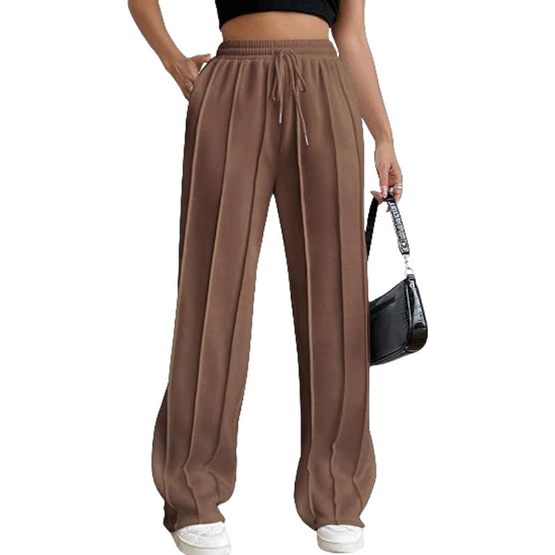 Gray Sweatpants Women's High Waist Wide Leg Loose