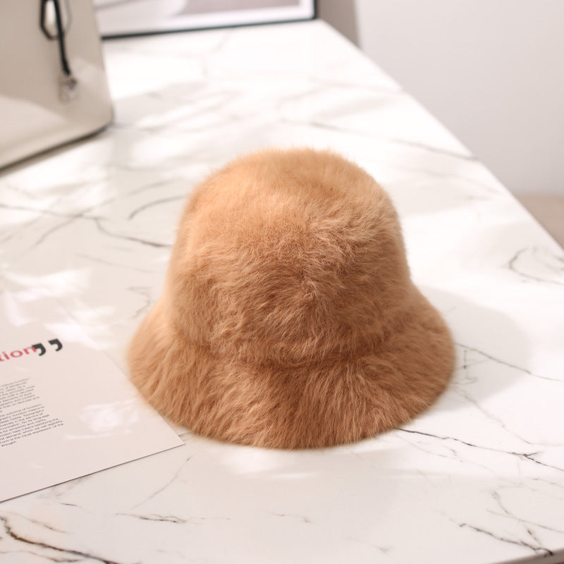 Rabbit Fur Sweet Plush Warm Bucket Hat