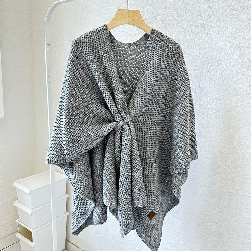 Women's Large-size Long High-grade Knitted Cashmere Shawl With Buckle