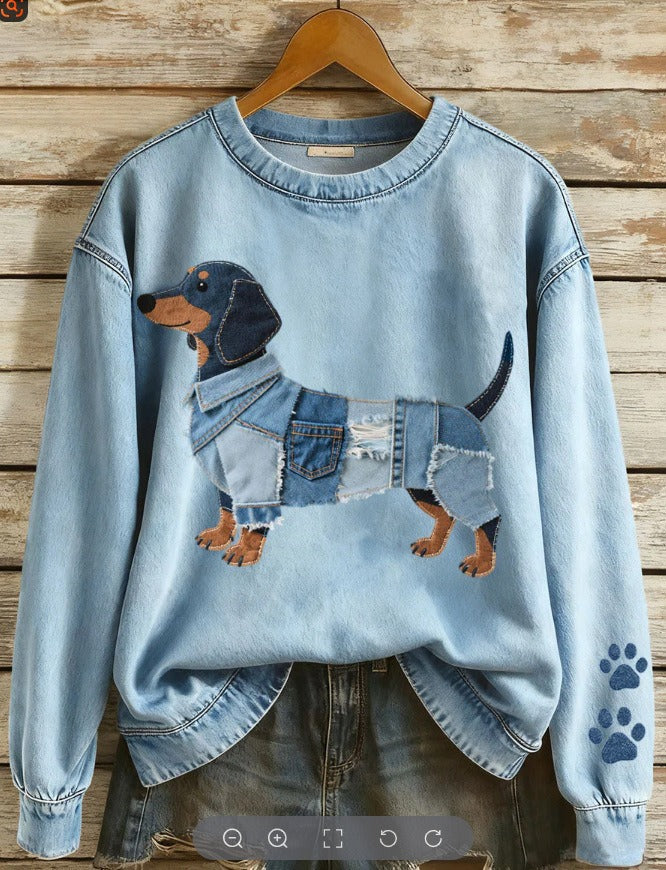 Womens Printed Saint-Like Sweater With A Crew Neck