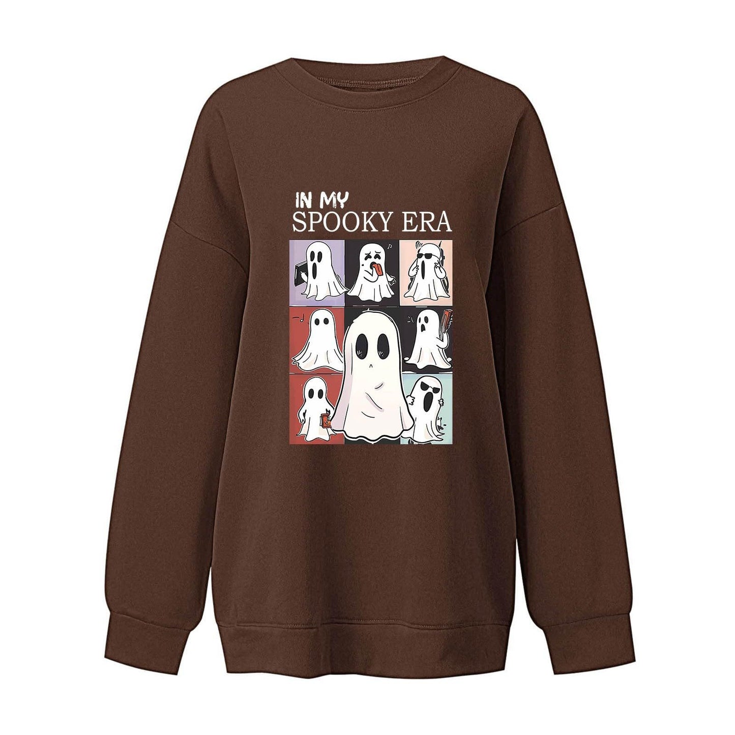 Women's Sweatshirt Halloween Cute Ghost Pattern Long Sleeve Sweater