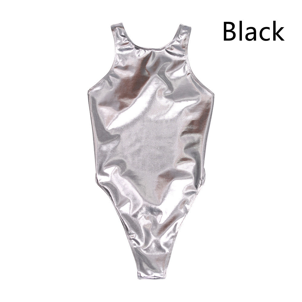 Women's Fashion Simple Solid Color Rubber Surface Bikini Swimsuit