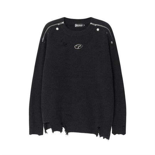 Design Sense Lynlås Rund Hals Ensfarvet Casual Sweater